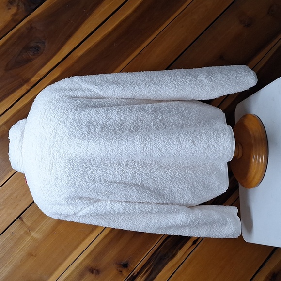 NEW! Men's Faux Shearling Half Zip-Up Sweatshirt Pullover, White - TALL - Picture 7 of 8